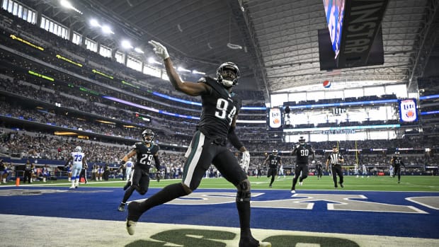 Josh Sweat after his 42-yard pick-6 TD vs Dak Prescott and Cowboys in Week 16
